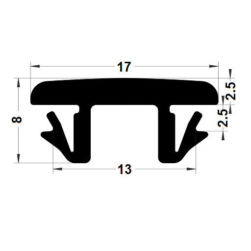 Joint cache-rainure universel - 7,60x16,80 mm