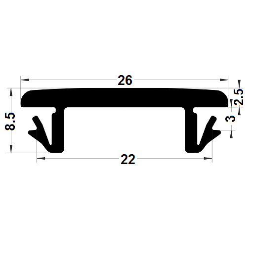 Joint cache-rainure universel - 8,10x25,80 mm