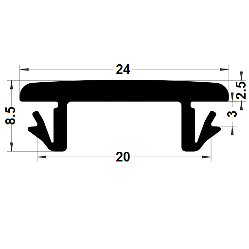 Joint cache-rainure universel - 8,10x23,80 mm